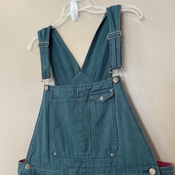 Roper Range Gear Double Knee Denim Overall Women Large Green Hot Pink Quilt Line - Picture 4 of 14